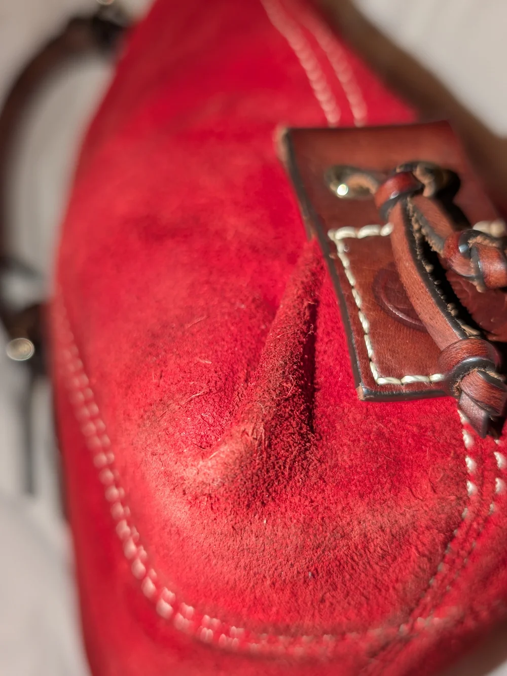 Dooney & Bourke Suede Hobo Bag Red GUC